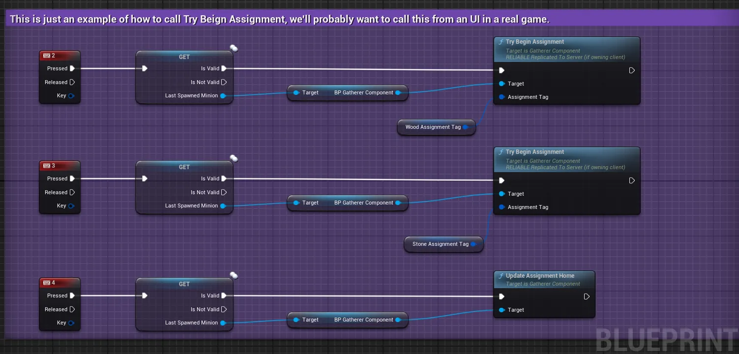 Calling Try Begin Assignment from input, as an example of giving a minion an order
